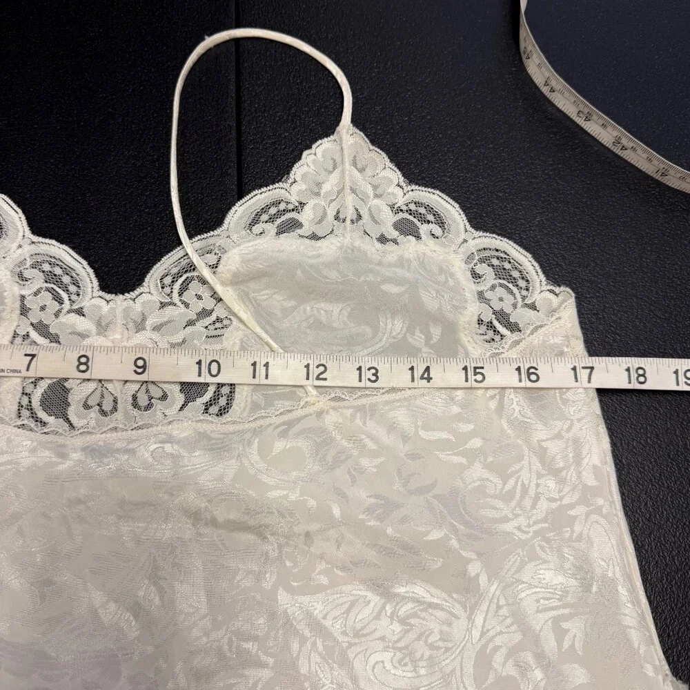 VTG Lucie Ann II Ivory Lace Slip Dress USA  Romantic Lingerie Nightgown Set MED - Picture 7 of 12